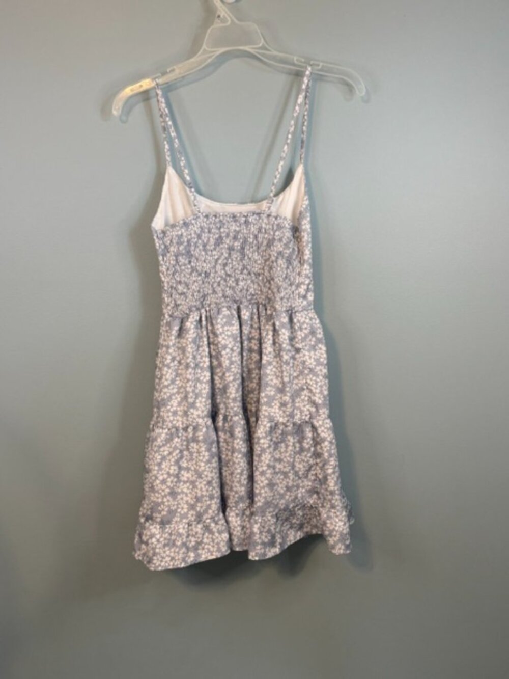 SHEIN Floral Ditsy Ruffle Tiered Cami Dress Blue White Sz SP - Picture 3 of 13